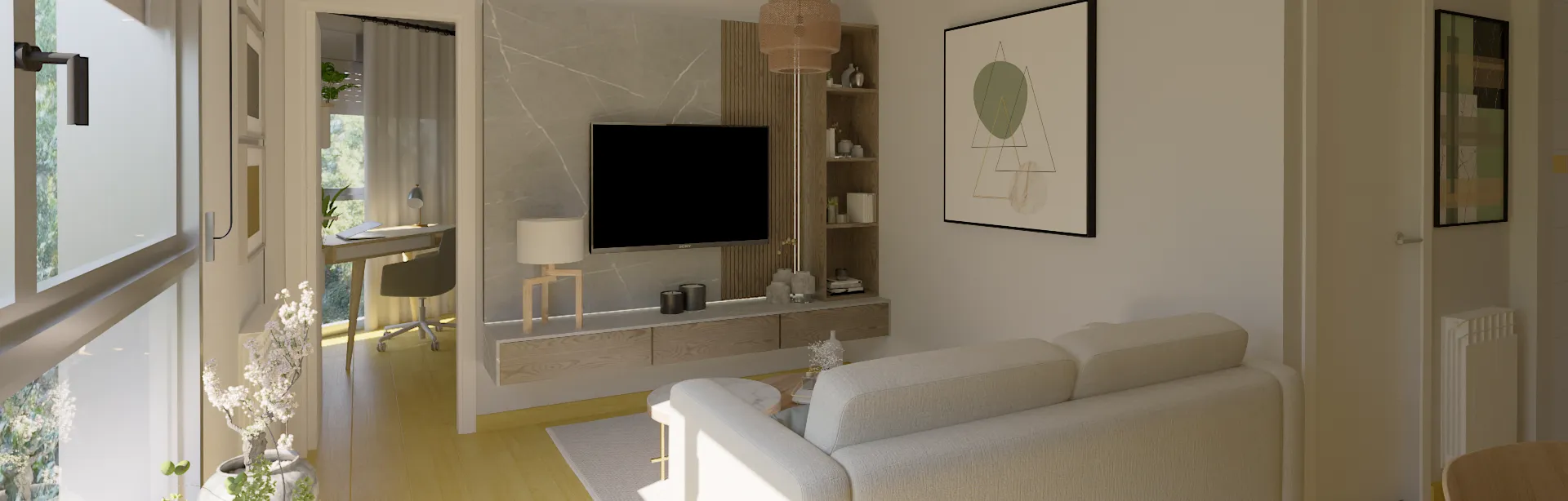 Home Staging: salón optimizado con propuesta de mobiliario e iluminación