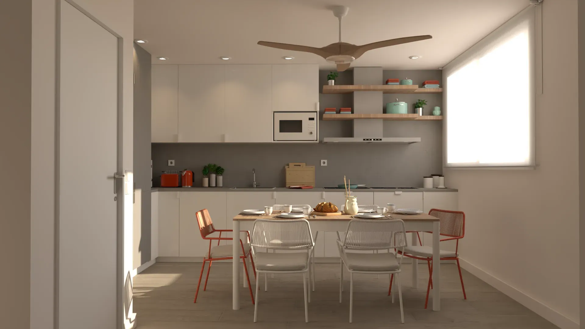 Local Madrid — cocina integrada (render)